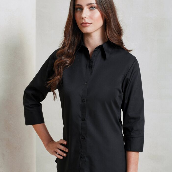 Women's ¾ sleeve poplin blouse Thumbnail