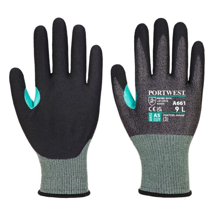Portwest CS VHR18 Nitrile Foam Cut Glove Black Thumbnail
