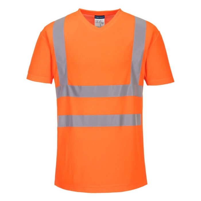 Portwest V-Neck Mesh Inserts T-Shirt Orange Thumbnail