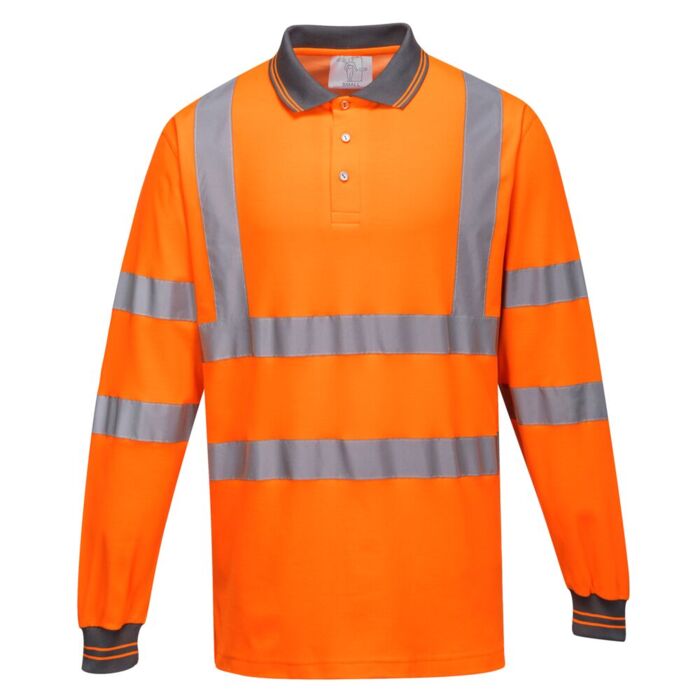 Portwest Cotton Comfort Polo  Long Sleeves Orange Thumbnail
