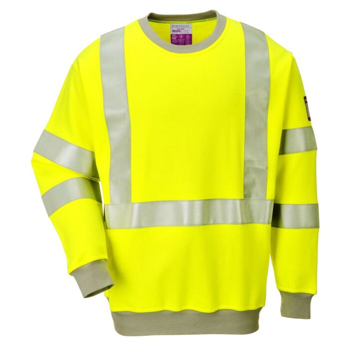 Portwest Flame ResistantHi-Vis Sweatshirt Yellow Thumbnail