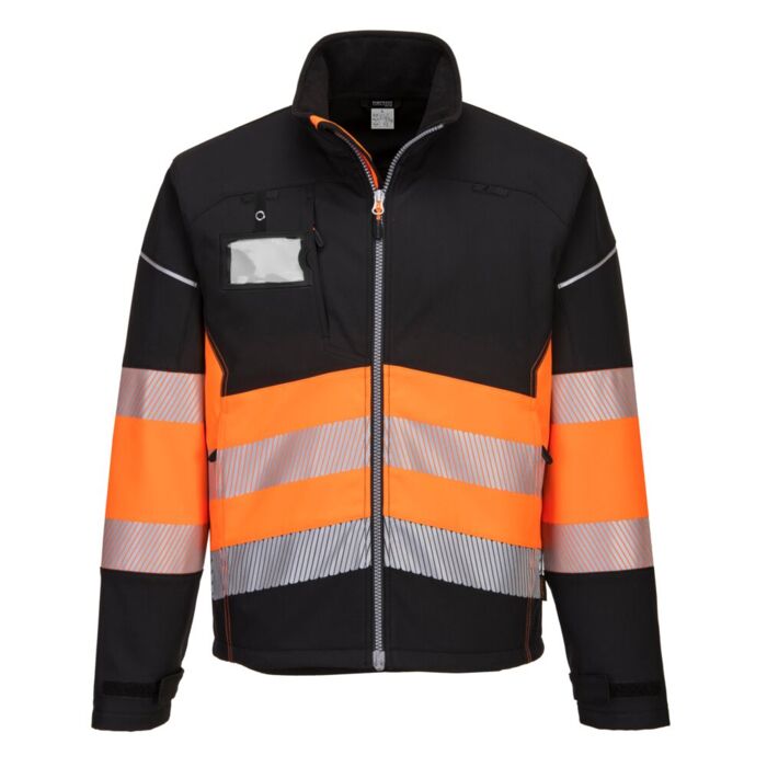 Portwest PW3 Hi-Vis Class 1 Softshell Jacket (3L) Black/Orange Thumbnail