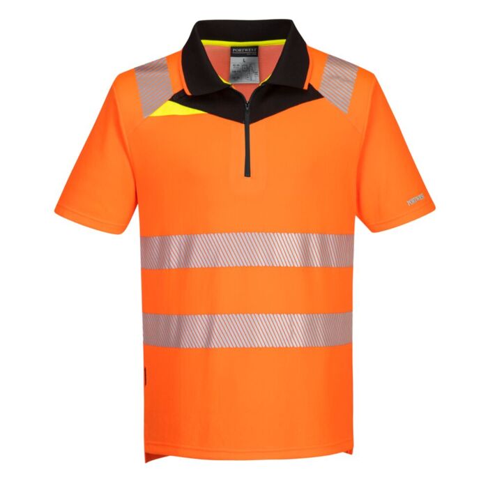 Portwest DX4 Hi-Vis Polo Shirt S/S Orange/Black Thumbnail