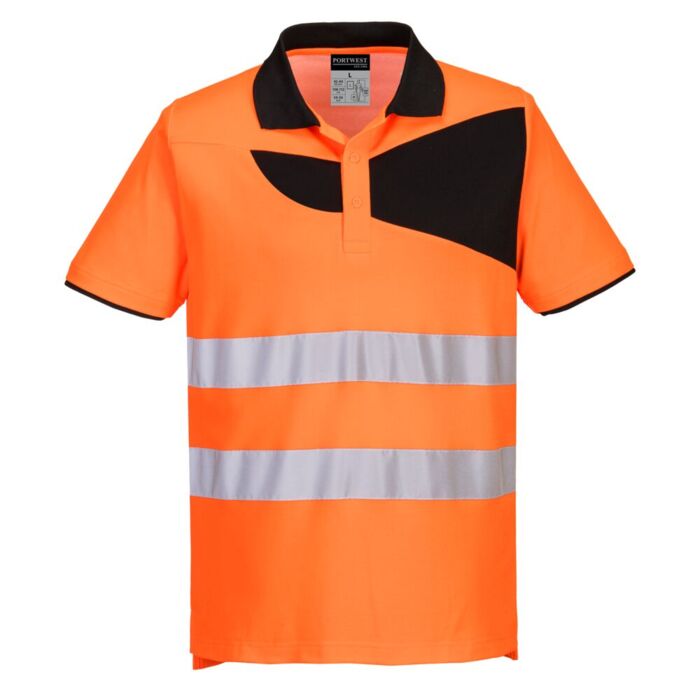 Portwest PW2 Hi-Vis Polo Shirt S/S Orange/Black Thumbnail