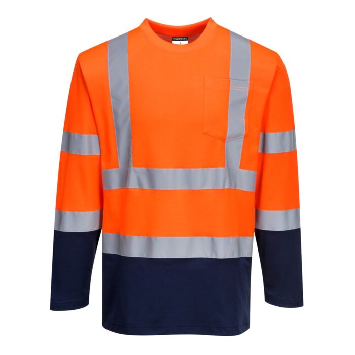 Portwest Hi-Vis Two-Tone T-Shirt Long Sleeves Orange Thumbnail